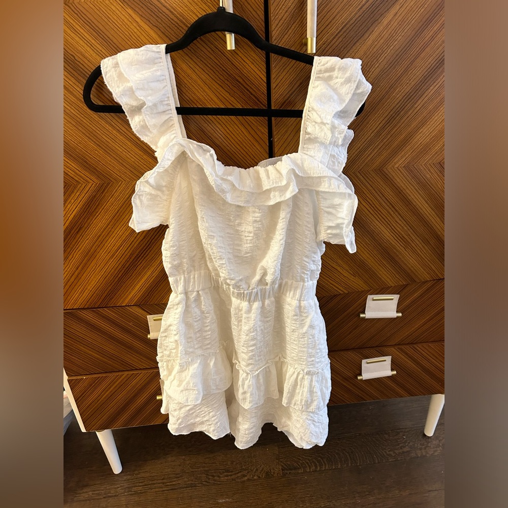 White Ruffle Romper